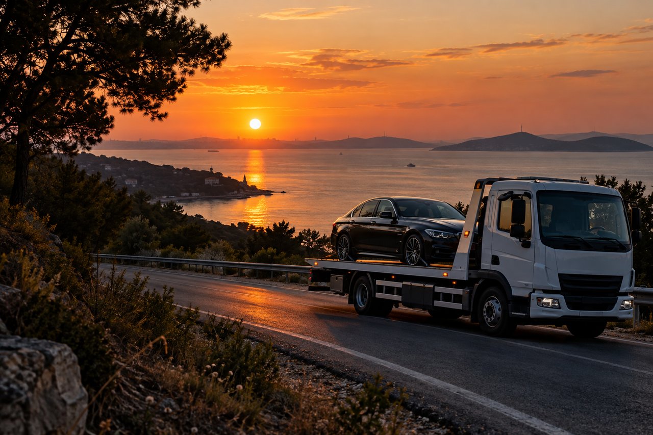 Çekici araçla güvenli otomobil taşıma